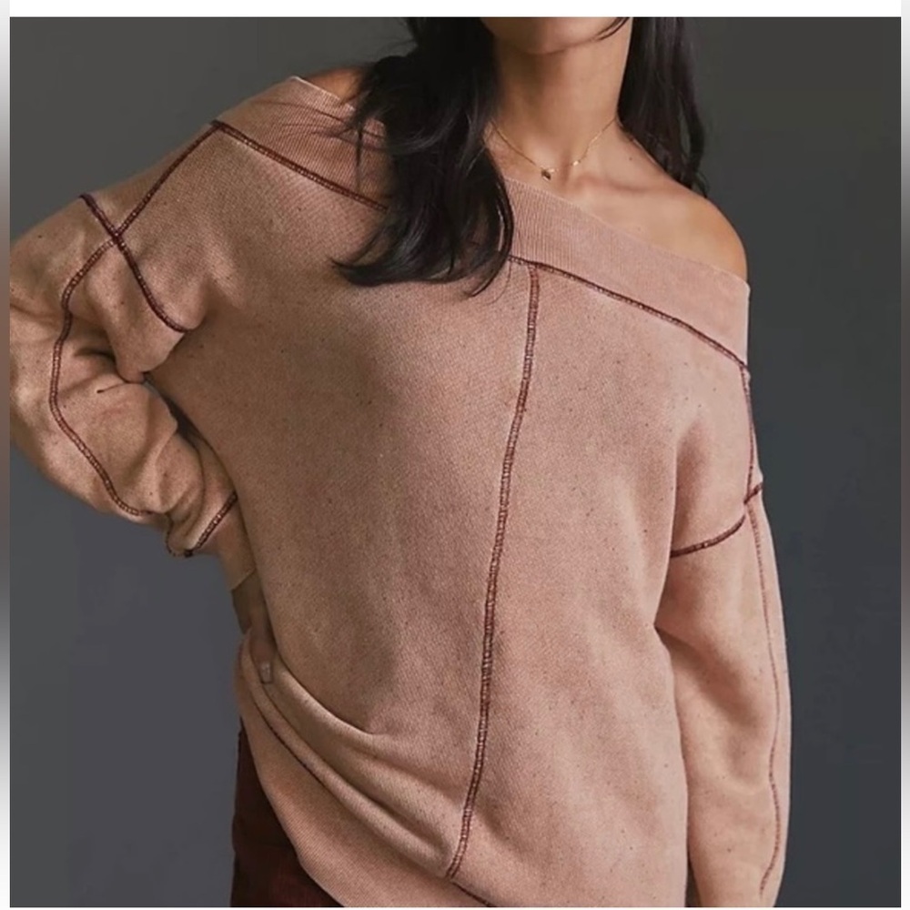 Anthropologie Pilcro Slouchy Off-The-Shoulder Sweatshirt Size XXS NWT